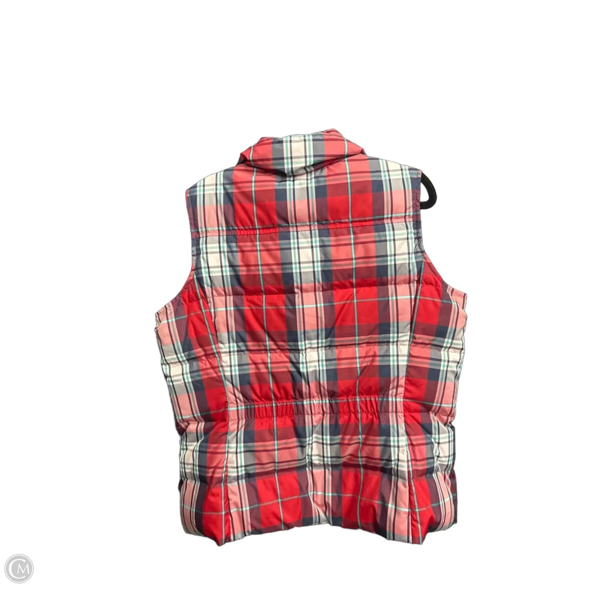 Vest Puffer & Quilted By Lands End In Plaid Pattern, Size: Mp