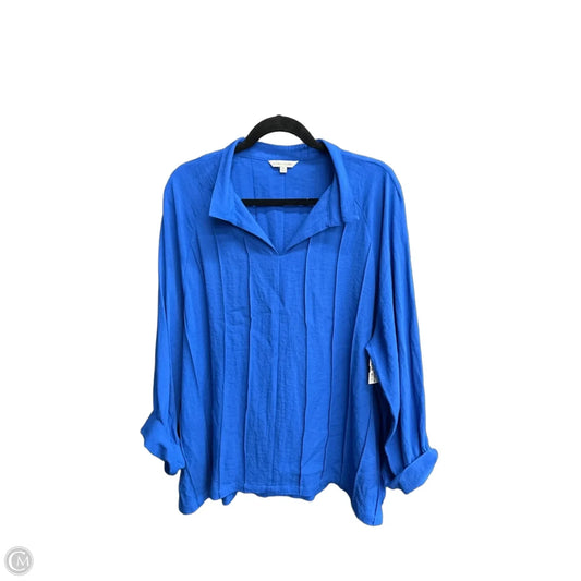 Blouse 3/4 Sleeve By John Mark In Blue, Size: Xl
