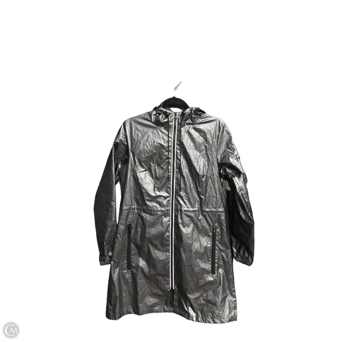 Coat Raincoat By Totes In Silver, Size: S