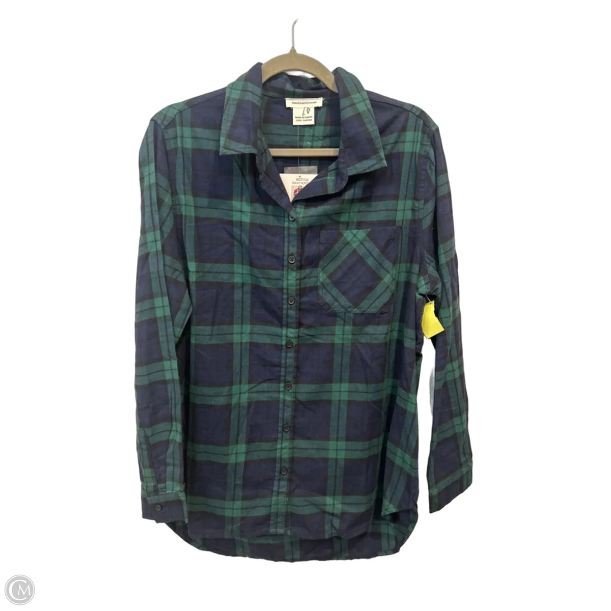 Top Long Sleeve By Beachlunchlounge In Plaid Pattern, Size: M