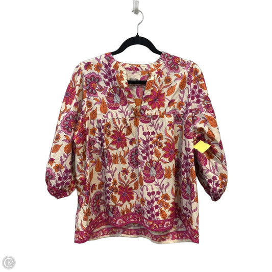 Top 3/4 Sleeve By Clothes Mentor In Floral Print, Size: L