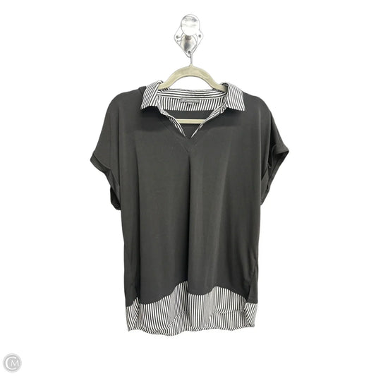 Top Short Sleeve By Adrianna Papell In Black, Size: L