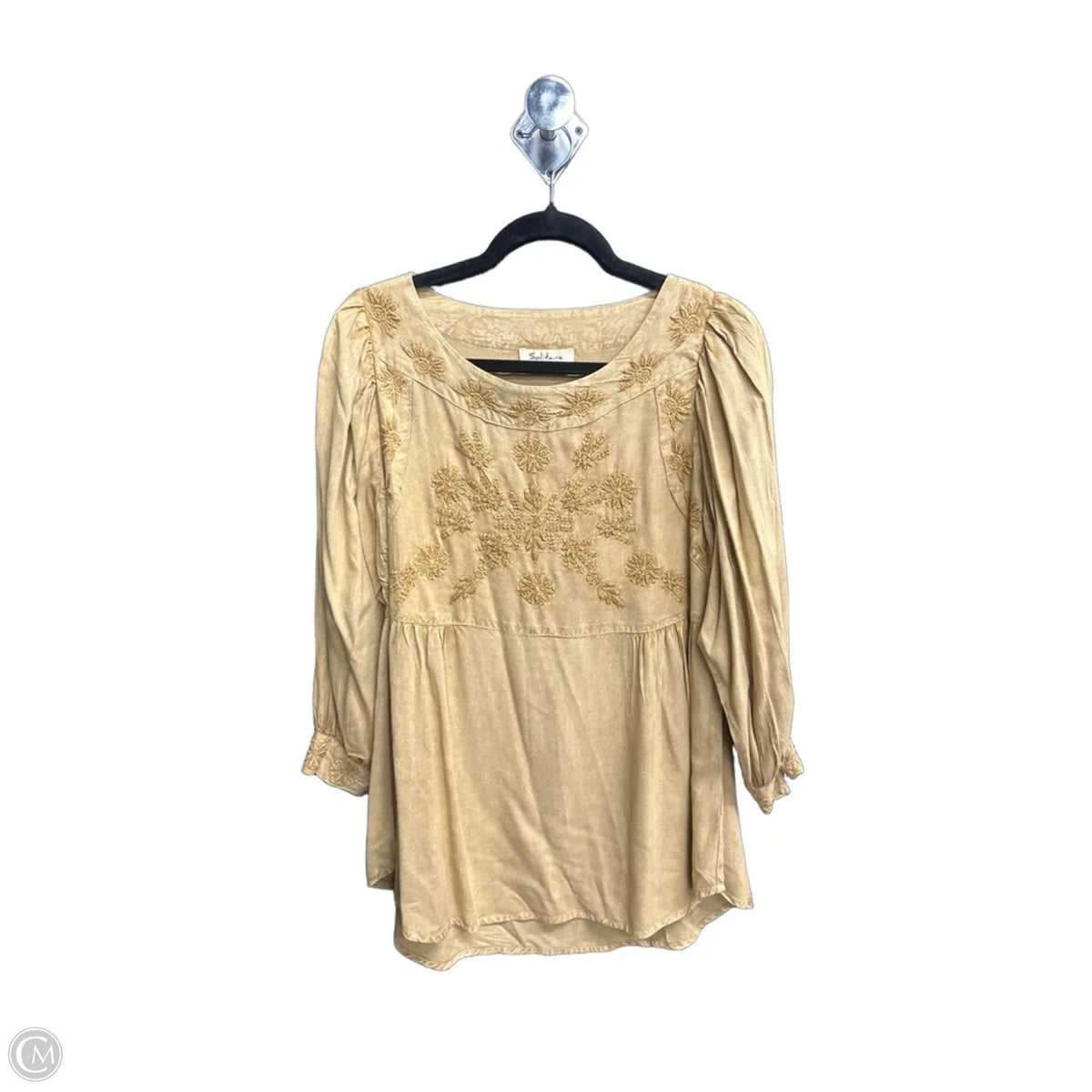 Top Long Sleeve By Solitaire In Brown, Size: S