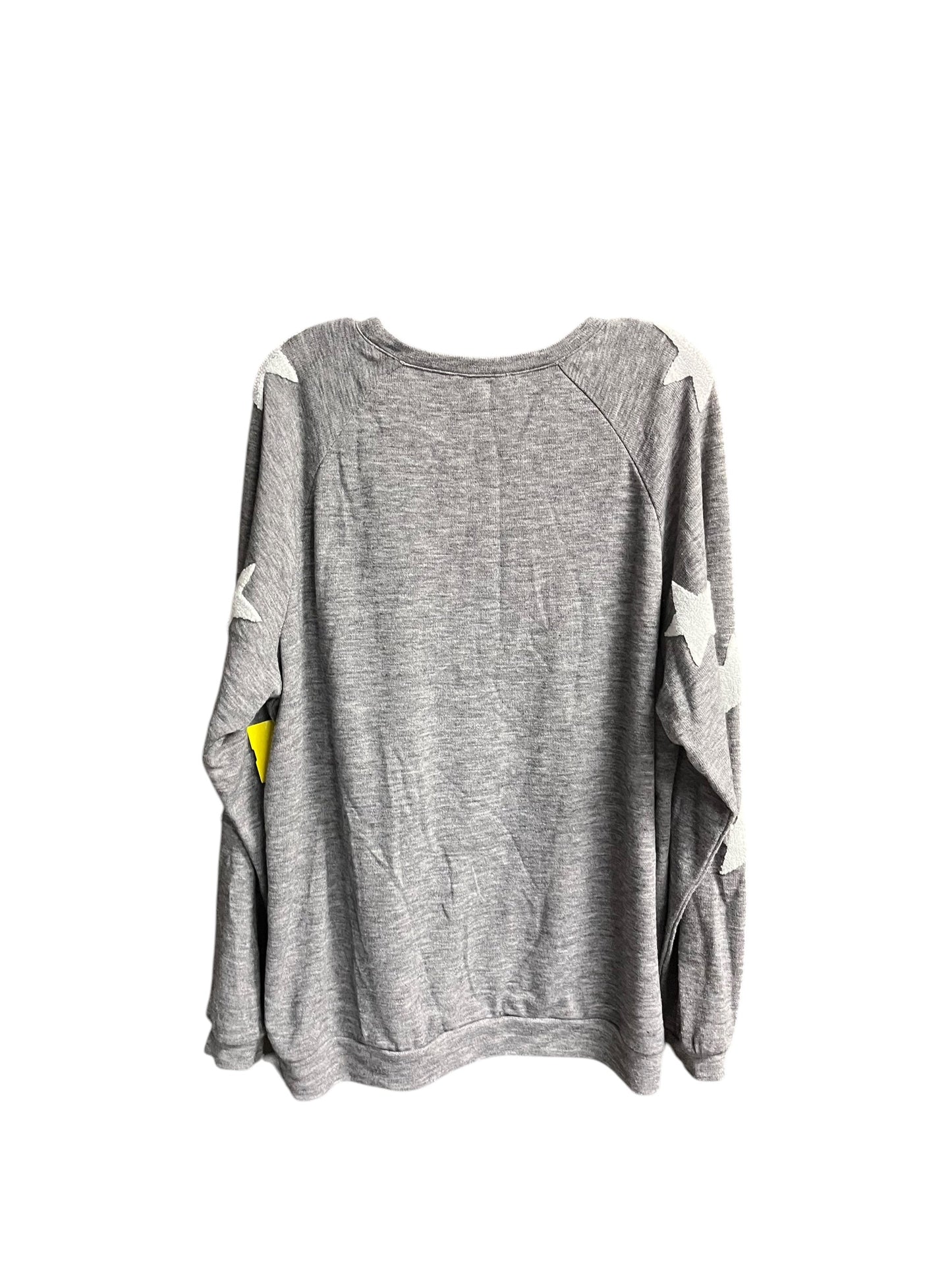 Top Long Sleeve By Easel In Grey & White, Size: L