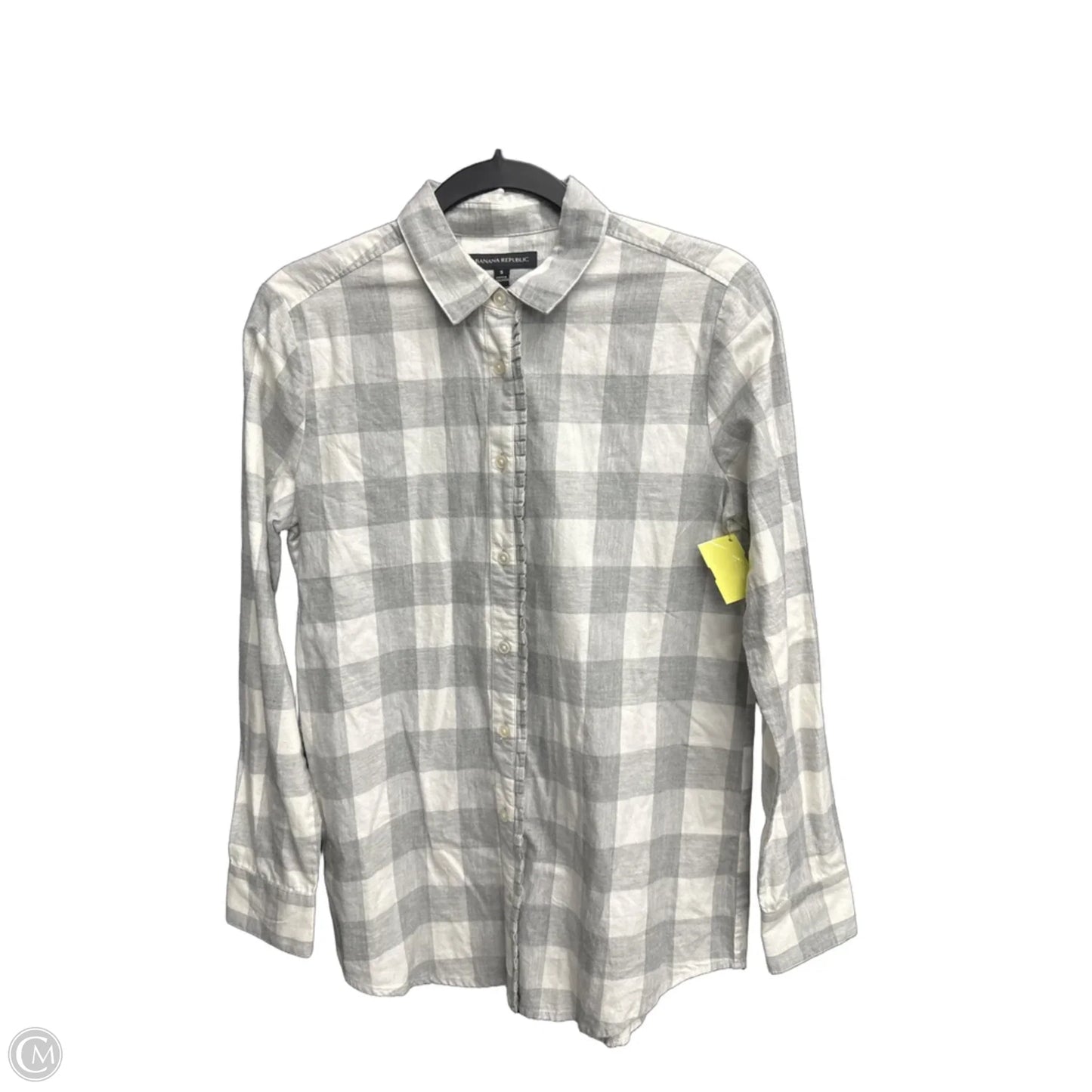 Top Long Sleeve By Banana Republic In Grey & White, Size: S