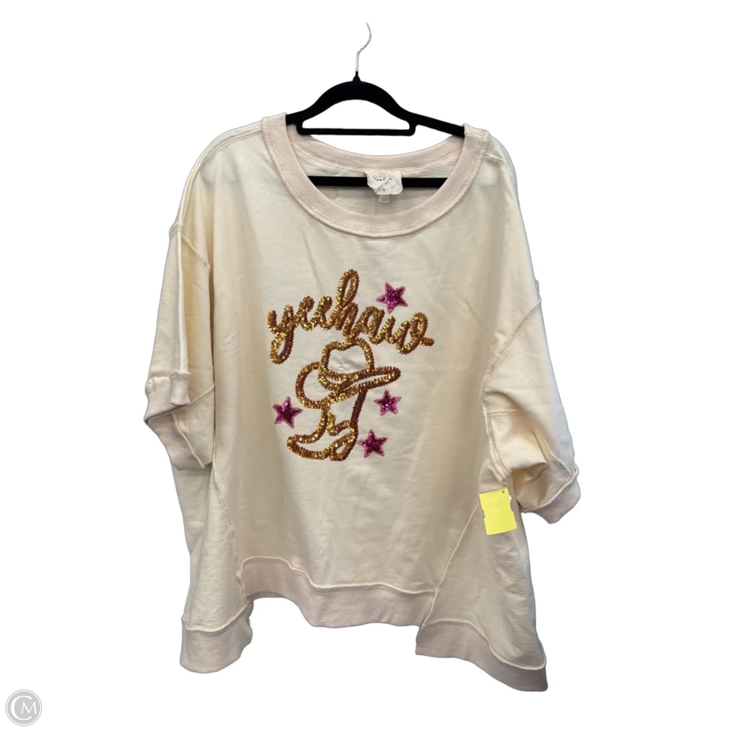 Top Short Sleeve By Fantastic Fawn In Cream, Size: L