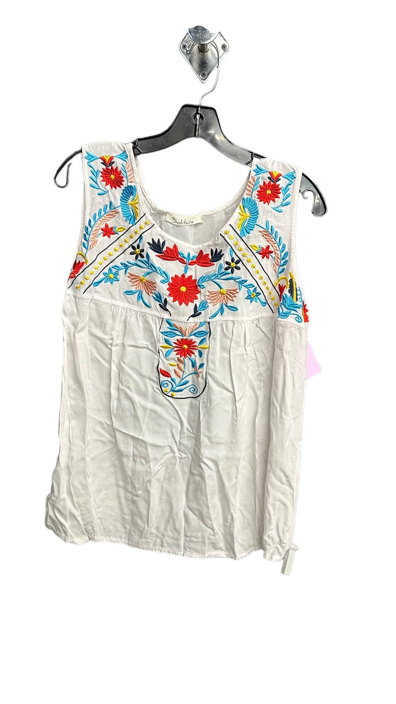 White Top Sleeveless Solitaire, Size M