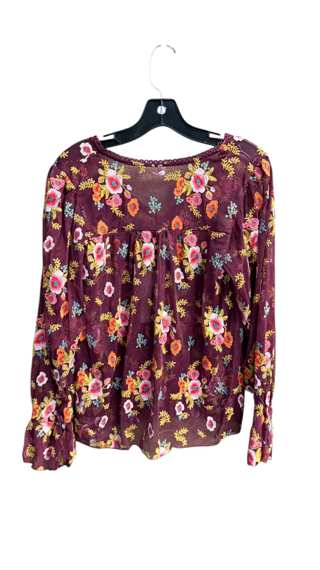 Top Long Sleeve By Anthropologie In Floral Print, Size: S