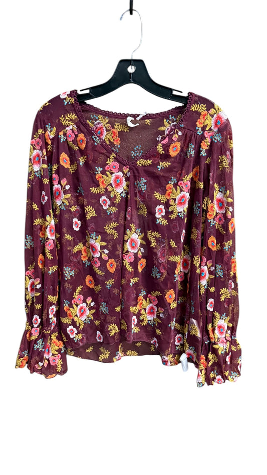 Top Long Sleeve By Anthropologie In Floral Print, Size: S