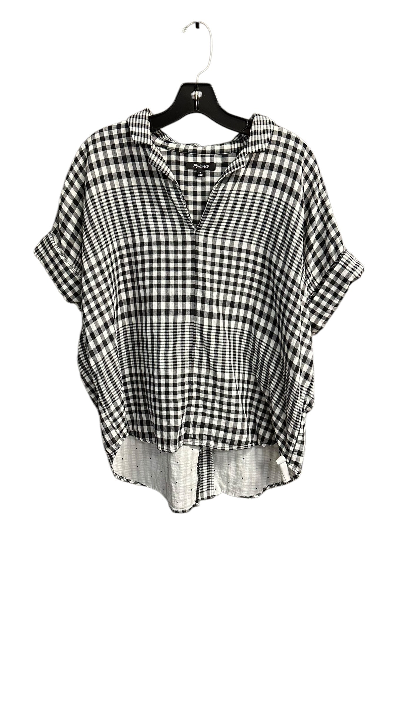 Top Short Sleeve By Madewell In Checkered Pattern, Size: M