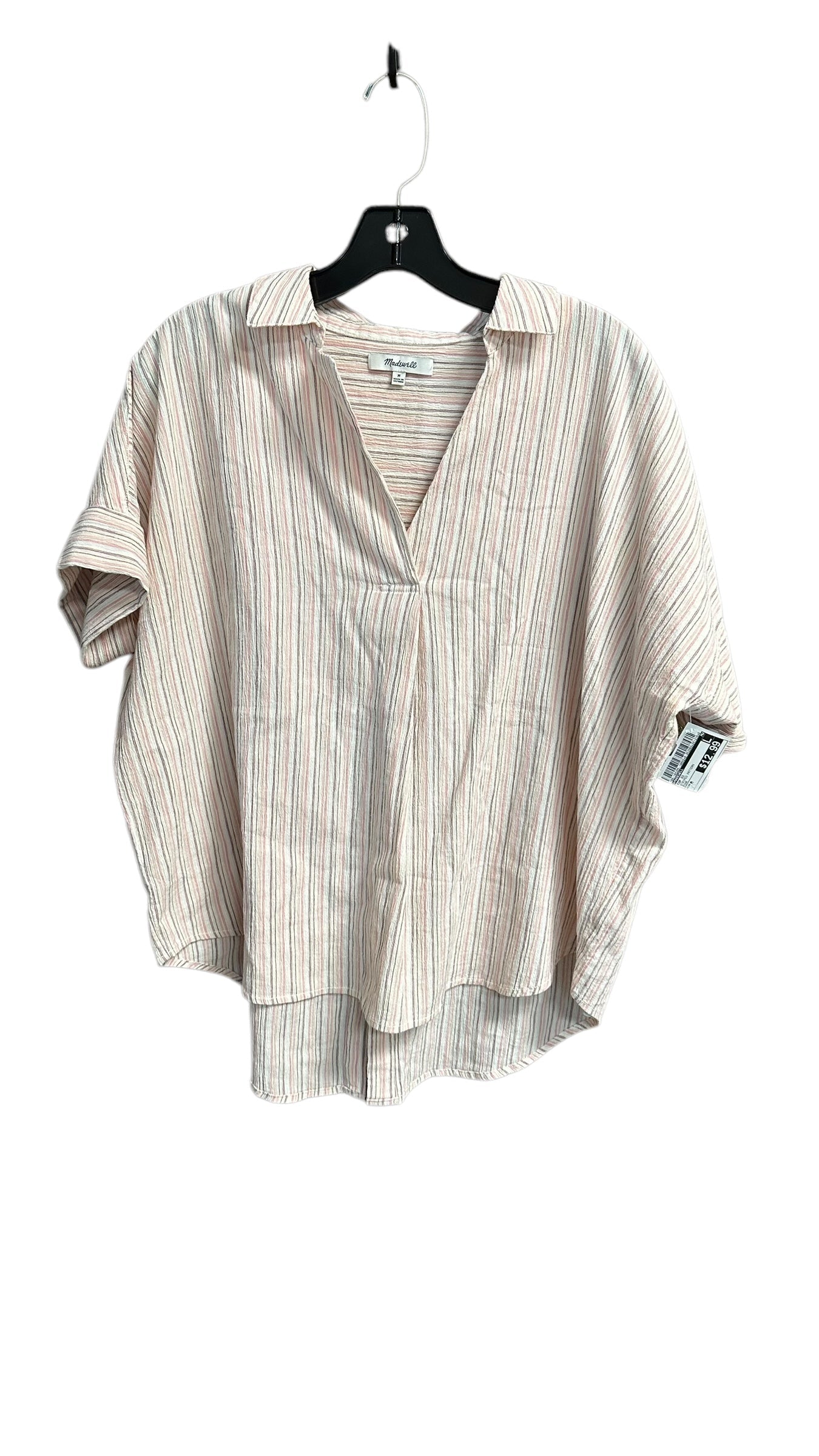 Top Short Sleeve By Madewell In Striped Pattern, Size: M