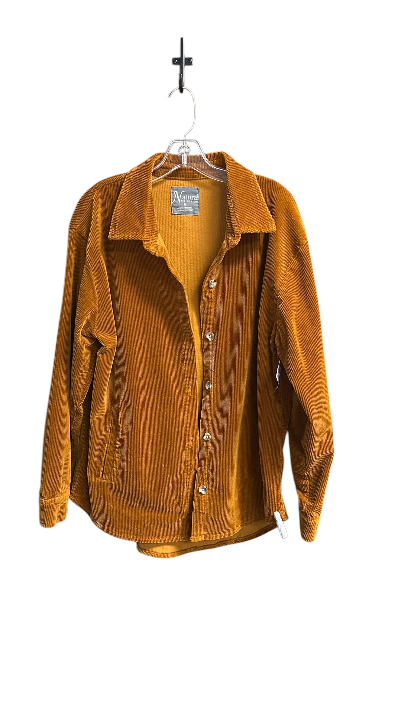 Jacket Shirt By Natural Reflections In Orange, Size: M