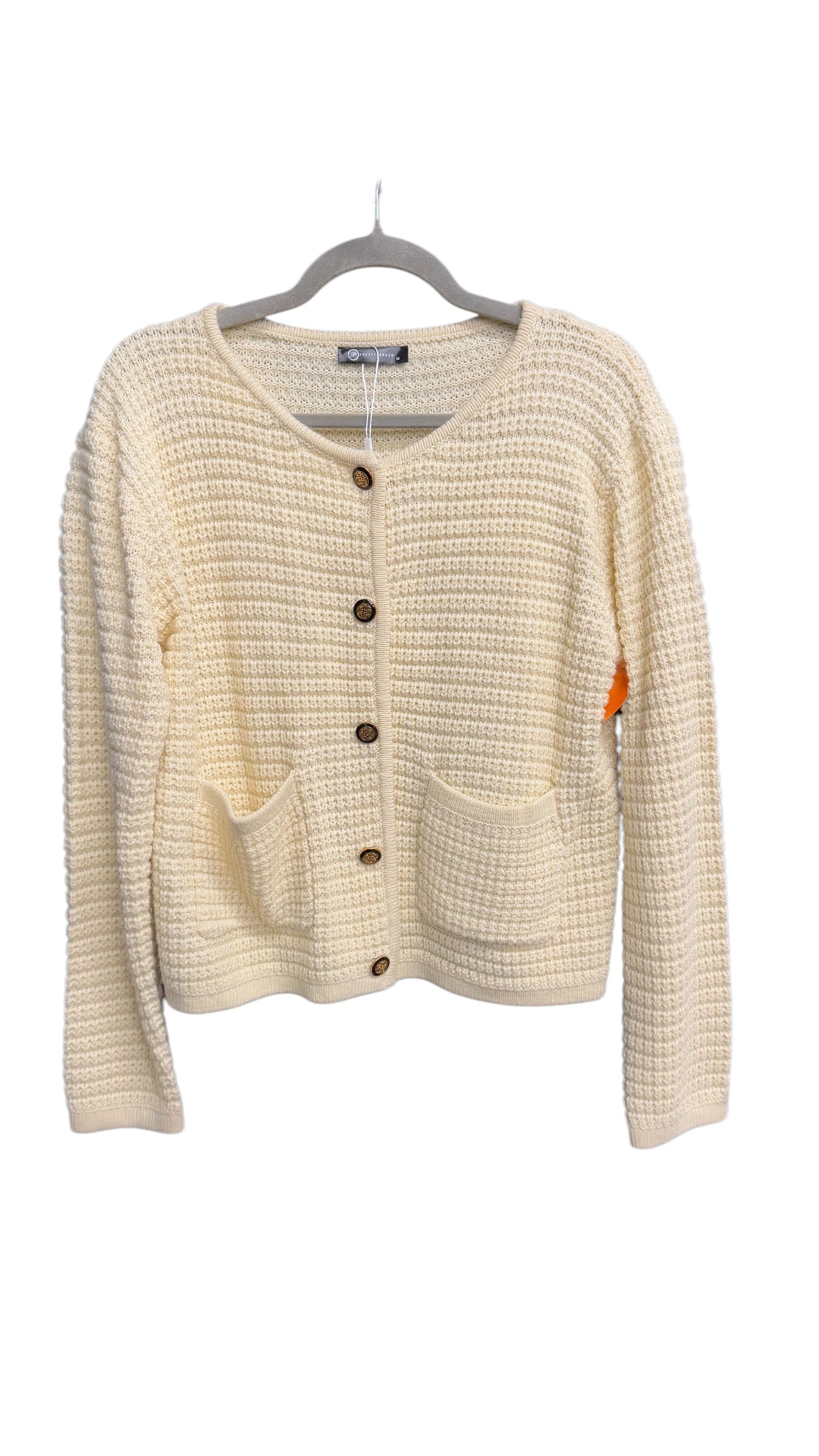 Sweater Cardigan By Clothes Mentor In Cream, Size: M