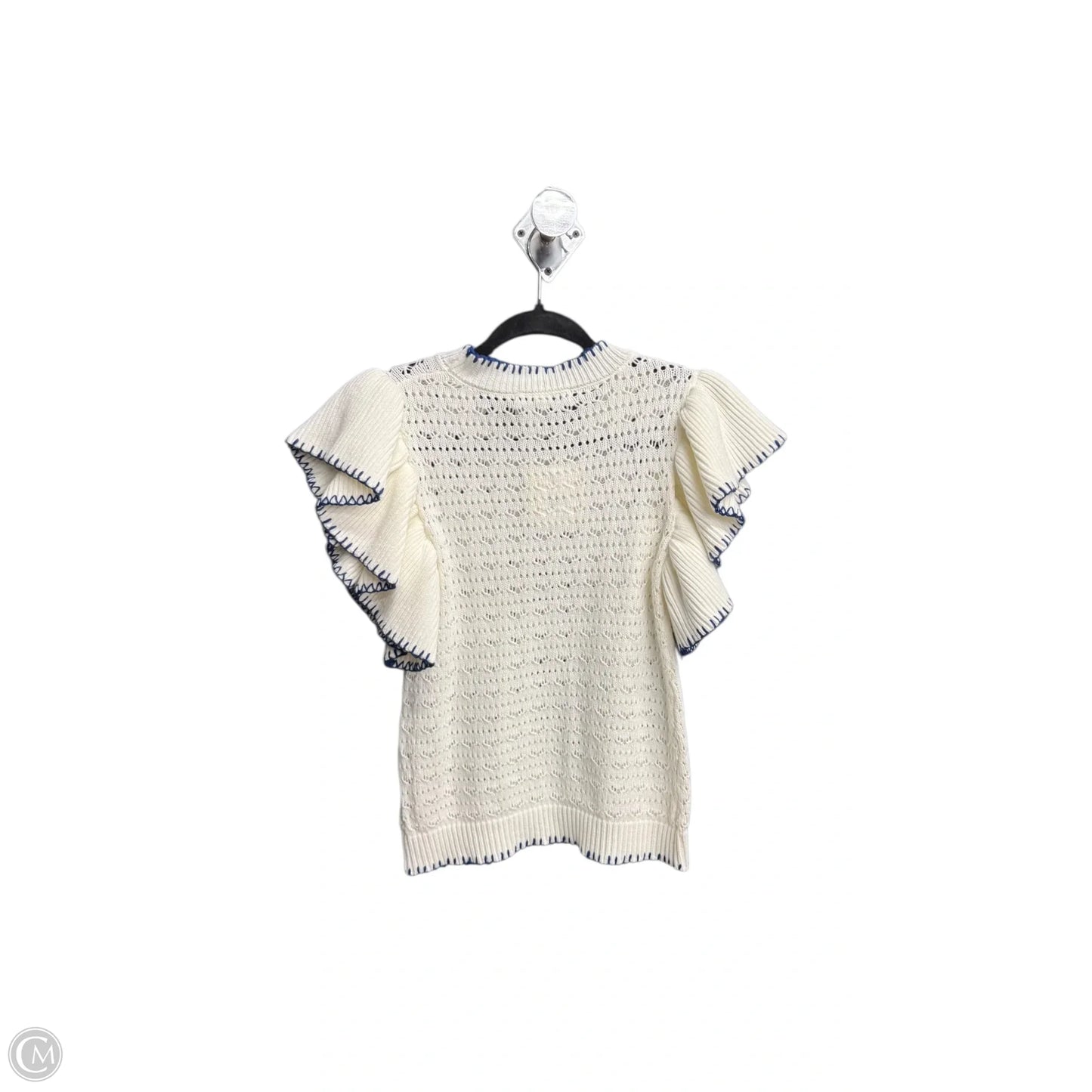 Top Short Sleeve By Clothes Mentor In Blue & White, Size: S