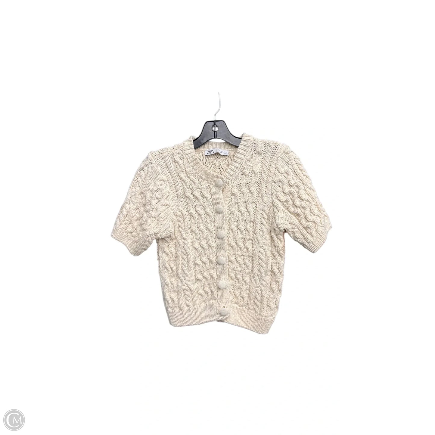Top Short Sleeve By Zara In Cream, Size: M