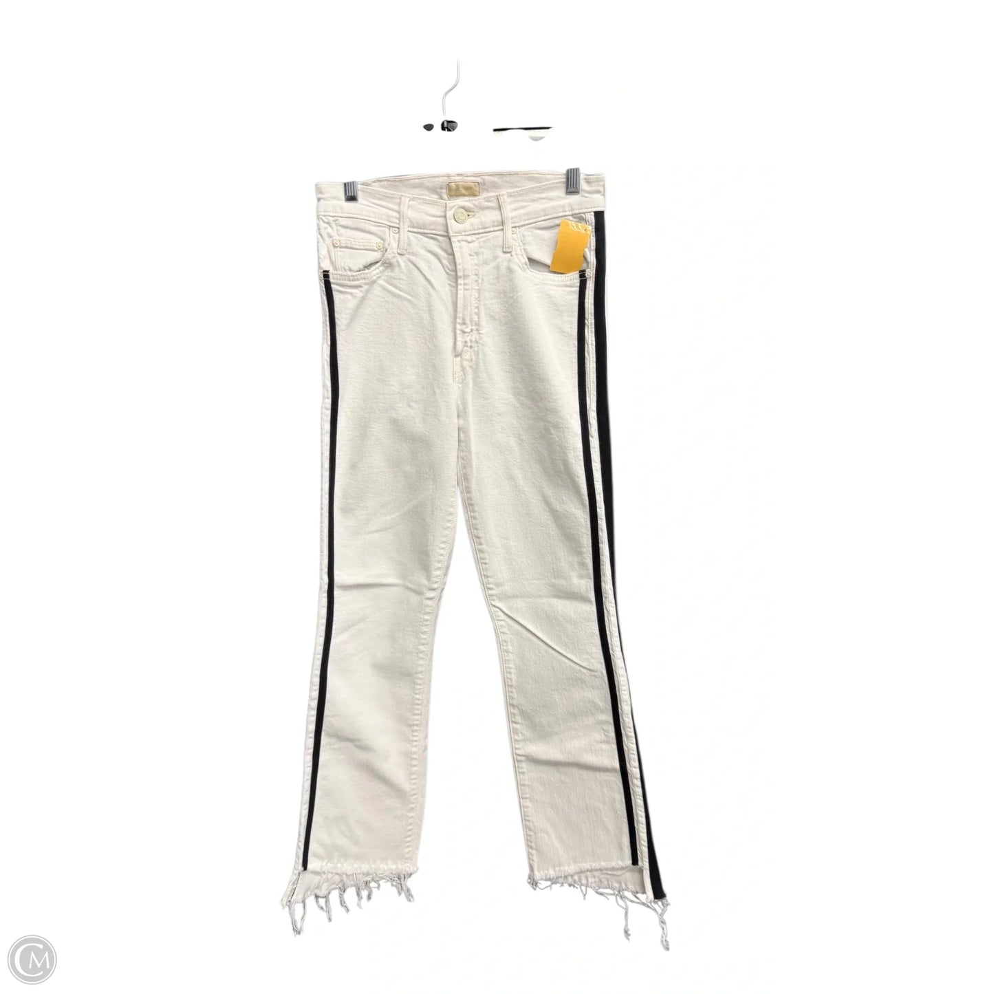 Jeans Wide Leg By Mother In White Denim, Size: 4