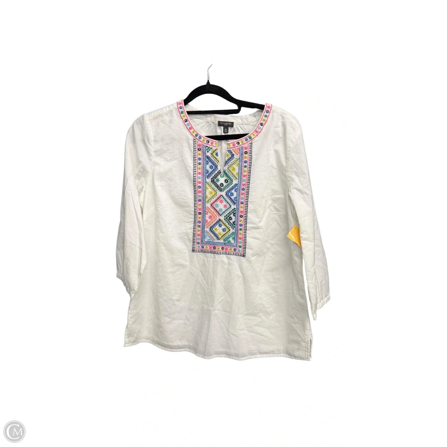 Top 3/4 Sleeve By Talbots In White, Size: Mp