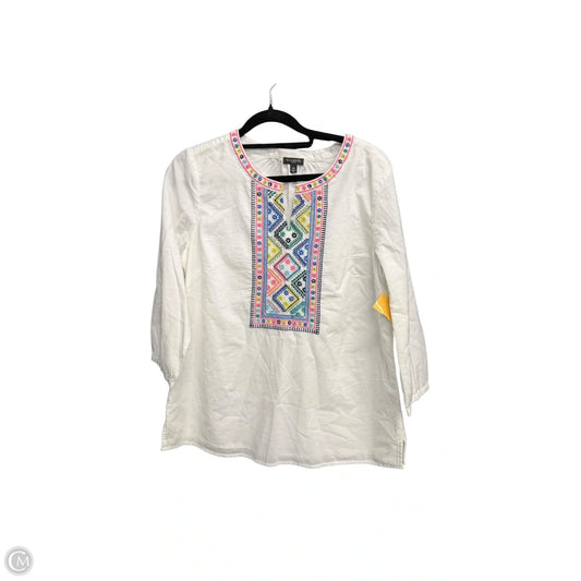 Top 3/4 Sleeve By Talbots In White, Size: Mp