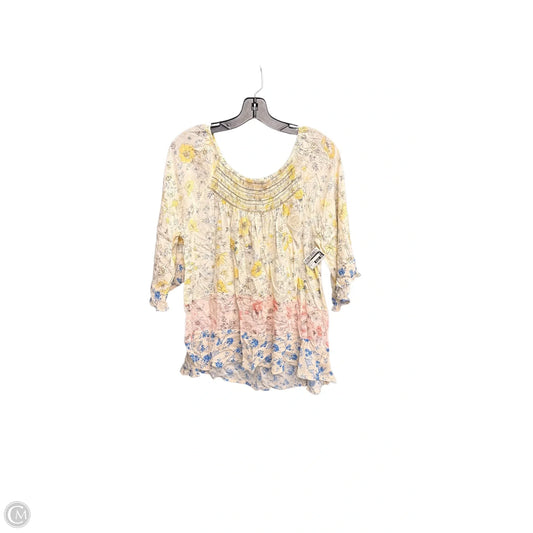 Top Long Sleeve By Democracy In Floral Print, Size: M