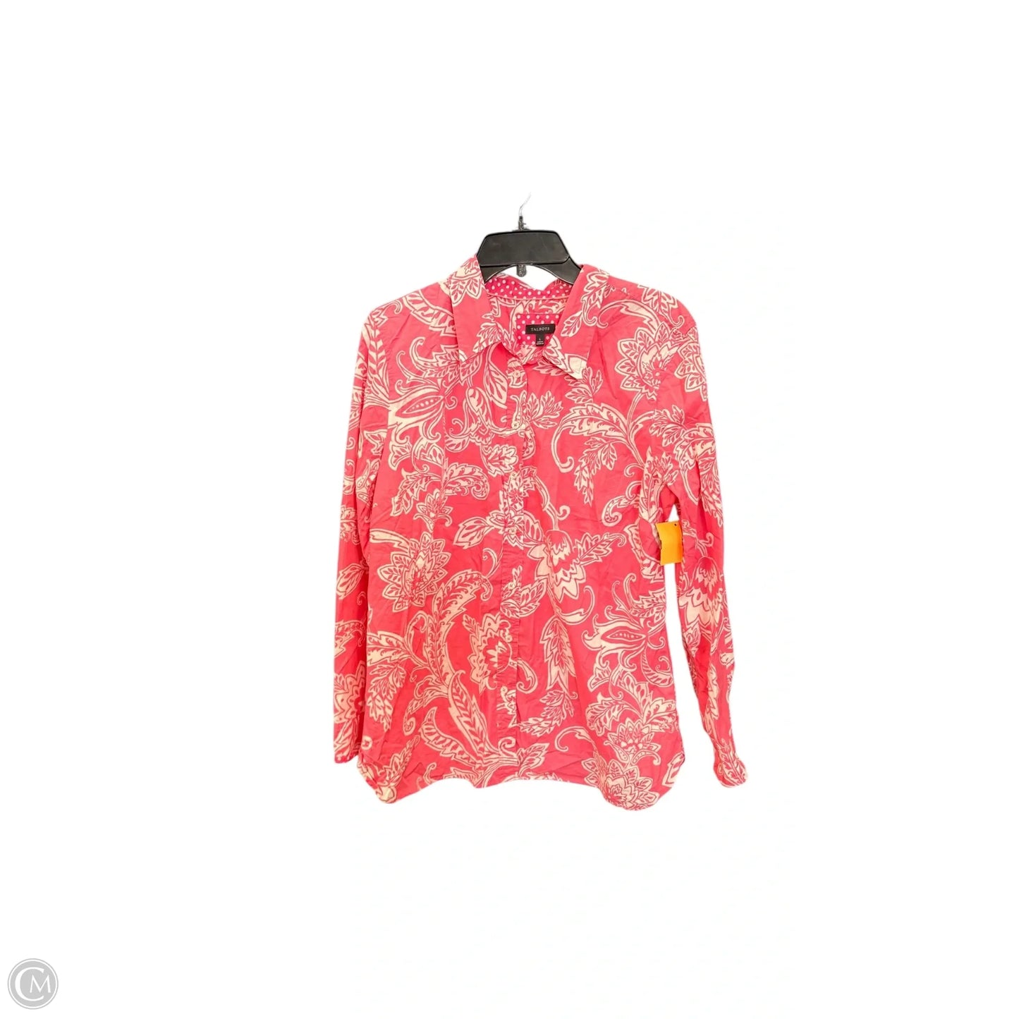 Top Long Sleeve By Talbots In Pink & White, Size: L