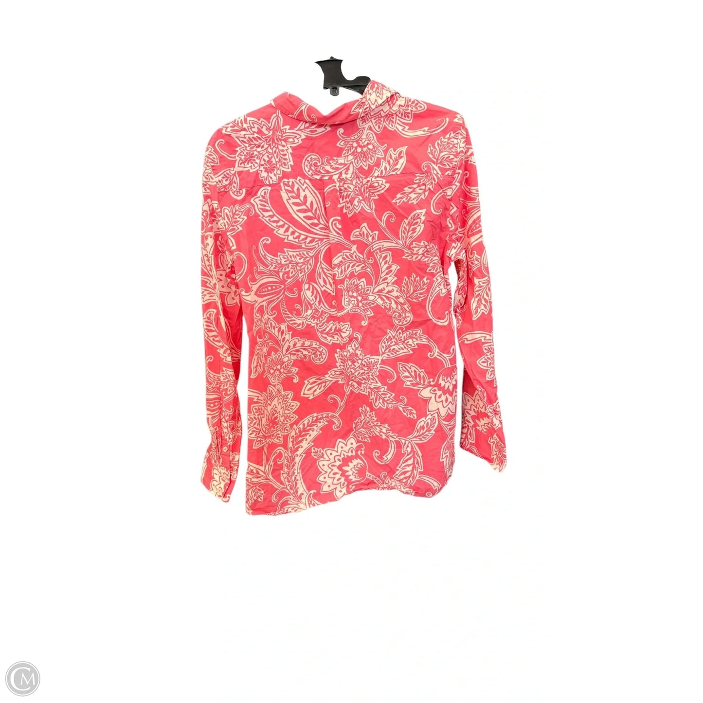 Top Long Sleeve By Talbots In Pink & White, Size: L