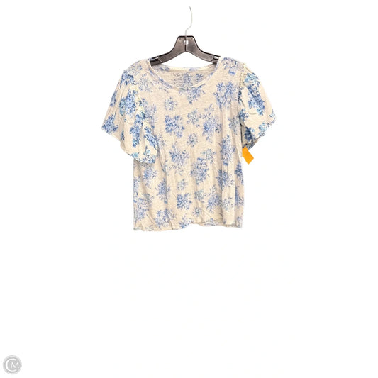 Top Short Sleeve By Loft In Floral Print, Size: Lp