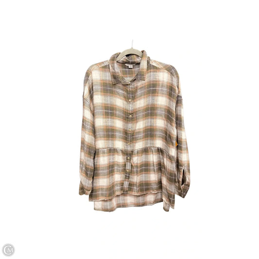 Top Long Sleeve By American Eagle In Checkered Pattern, Size: S