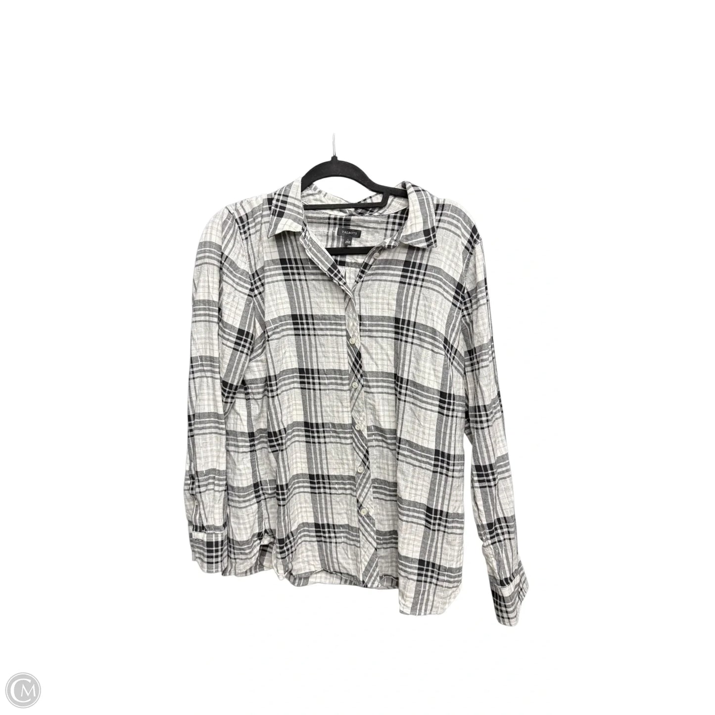 Top Long Sleeve By Talbots In Plaid Pattern, Size: L