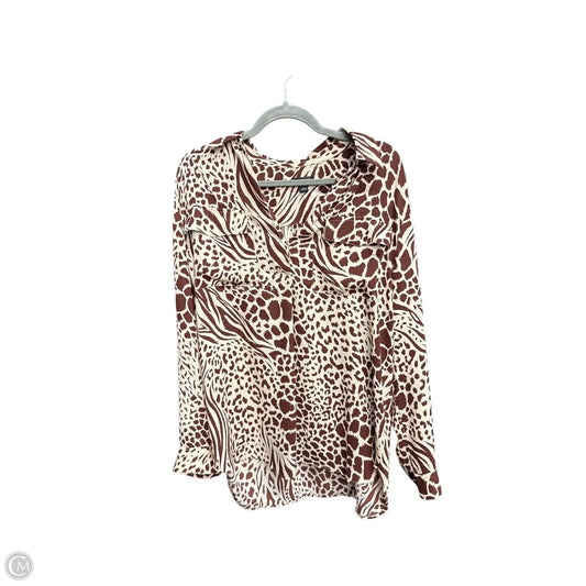 Top Long Sleeve By Ann Taylor In Animal Print, Size: L