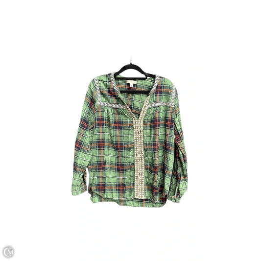 Top Long Sleeve By J. Crew In Checkered Pattern, Size: S