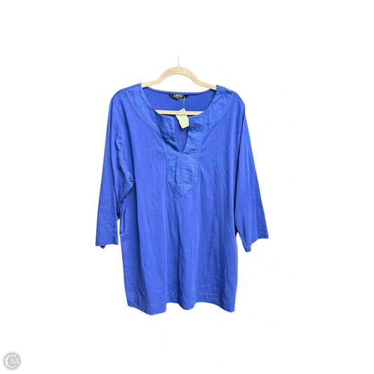 Top 3/4 Sleeve By Ralph Lauren In Navy, Size: M