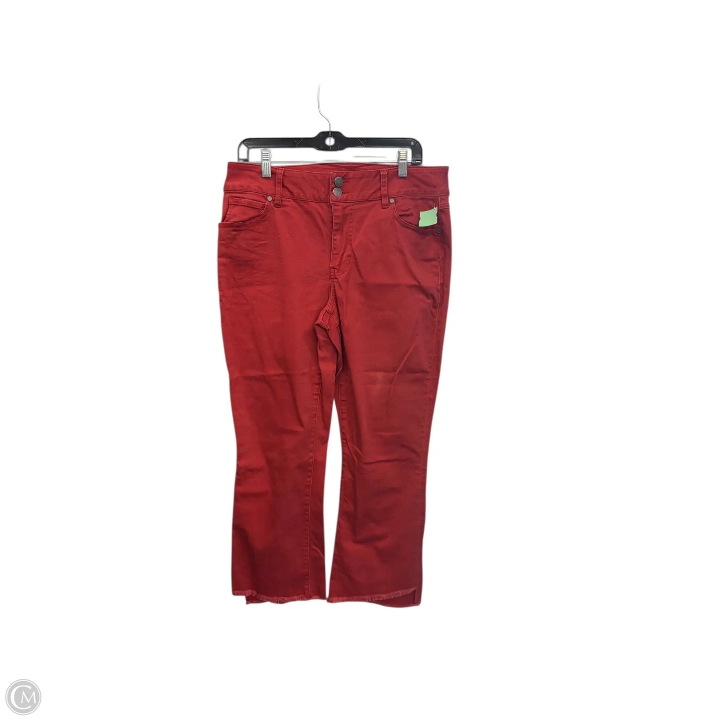 Jeans Cropped By Cabi In Red Denim, Size: 12