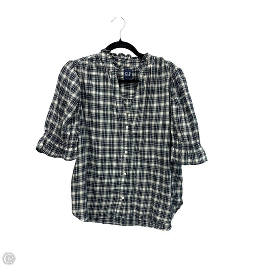 Top Short Sleeve By Gap In Checkered Pattern, Size: L