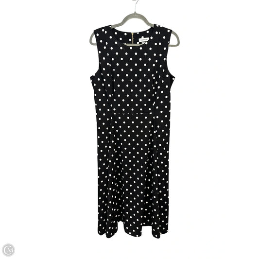 Dress Casual Midi By Calvin Klein In Polkadot Pattern, Size: L