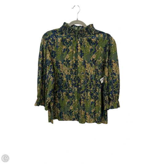 Top 3/4 Sleeve By Voy In Floral Print, Size: L