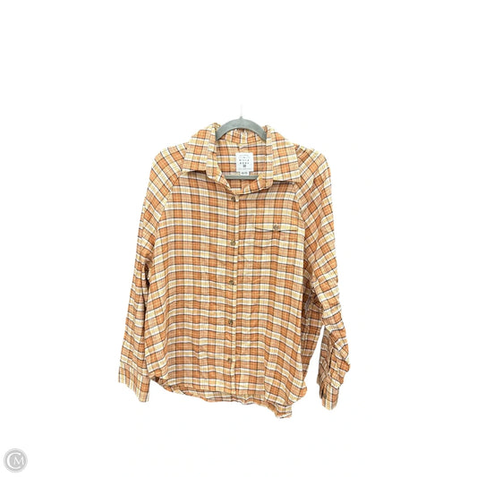 Top Long Sleeve By Billabong In Checkered Pattern, Size: M