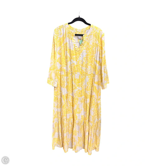 Dress Casual Maxi By Chicos In White & Yellow, Size: 3x