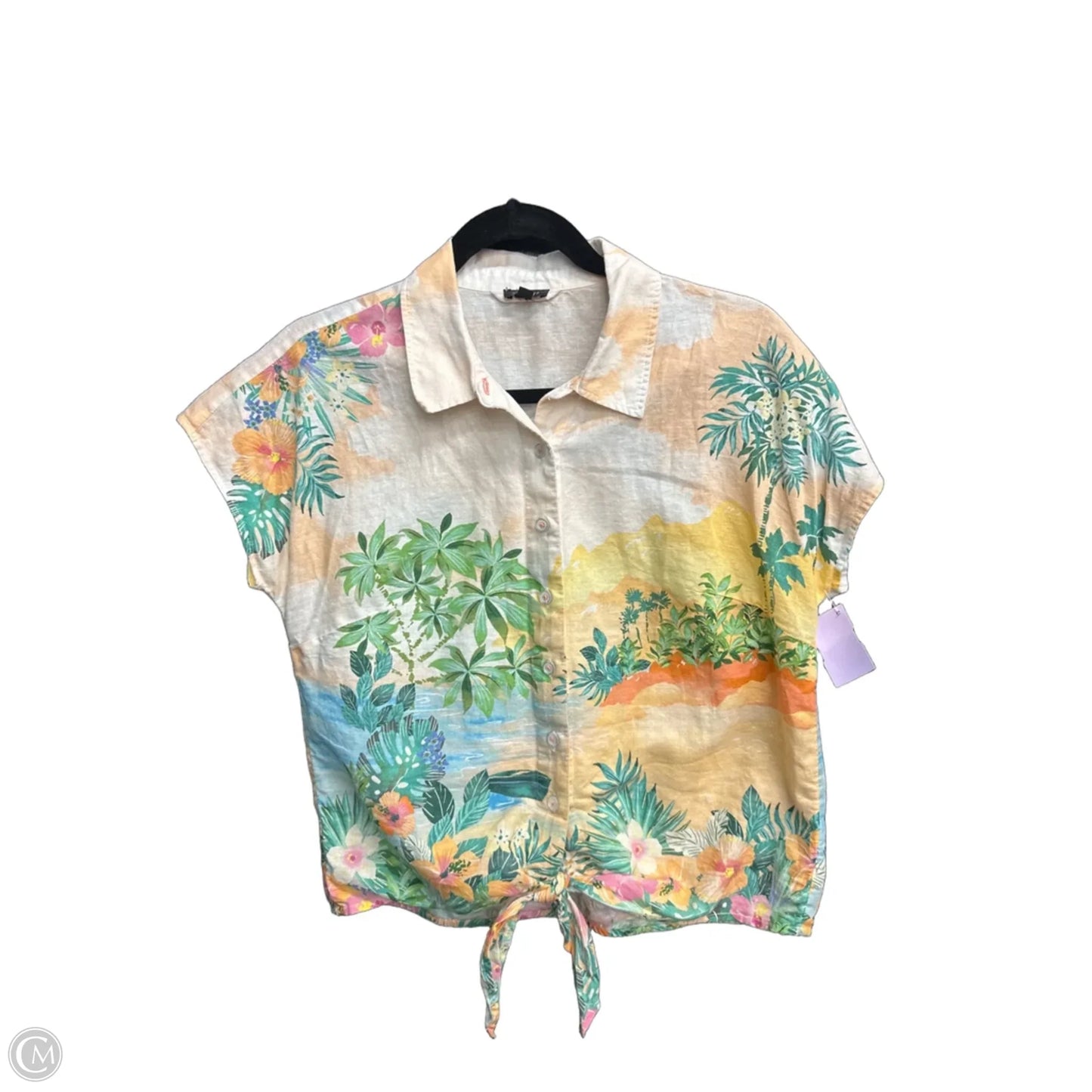 Top Short Sleeve By Talbots In Tropical Print, Size: S