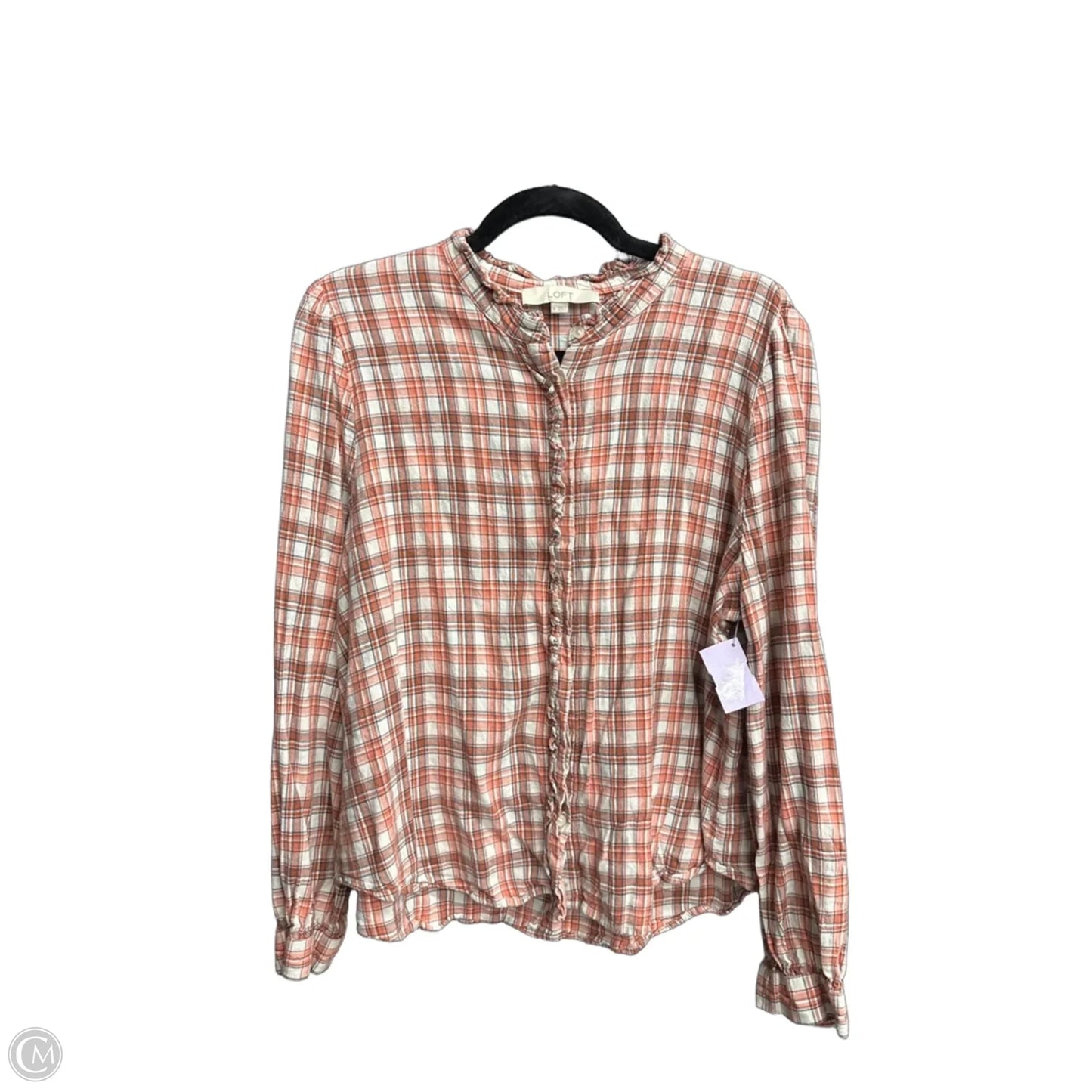 Top Long Sleeve By Loft In Plaid Pattern, Size: Xl