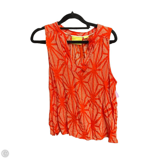 Top Sleeveless By Maeve In Orange & White, Size: M