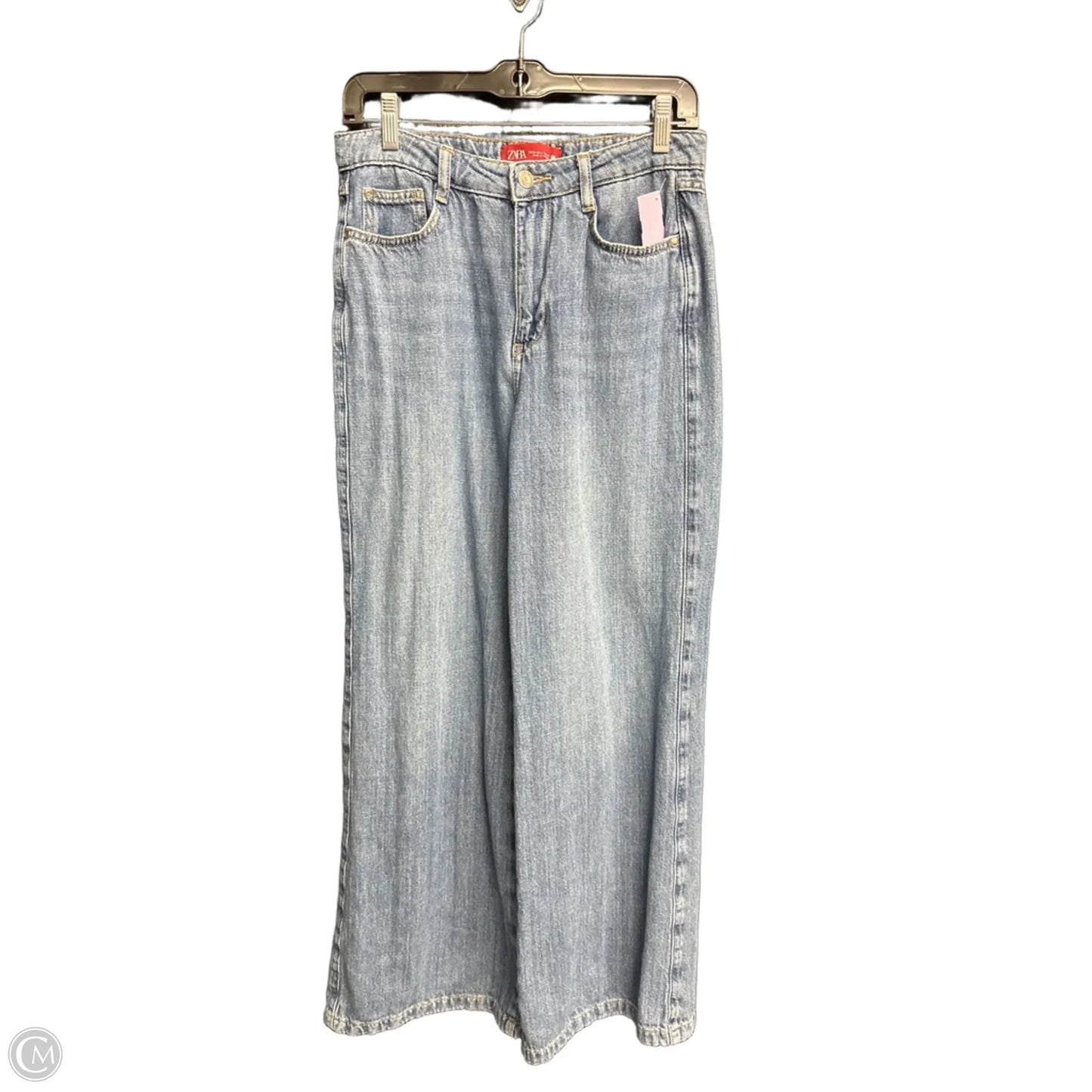 Jeans Wide Leg By Zara In Blue Denim, Size: 4