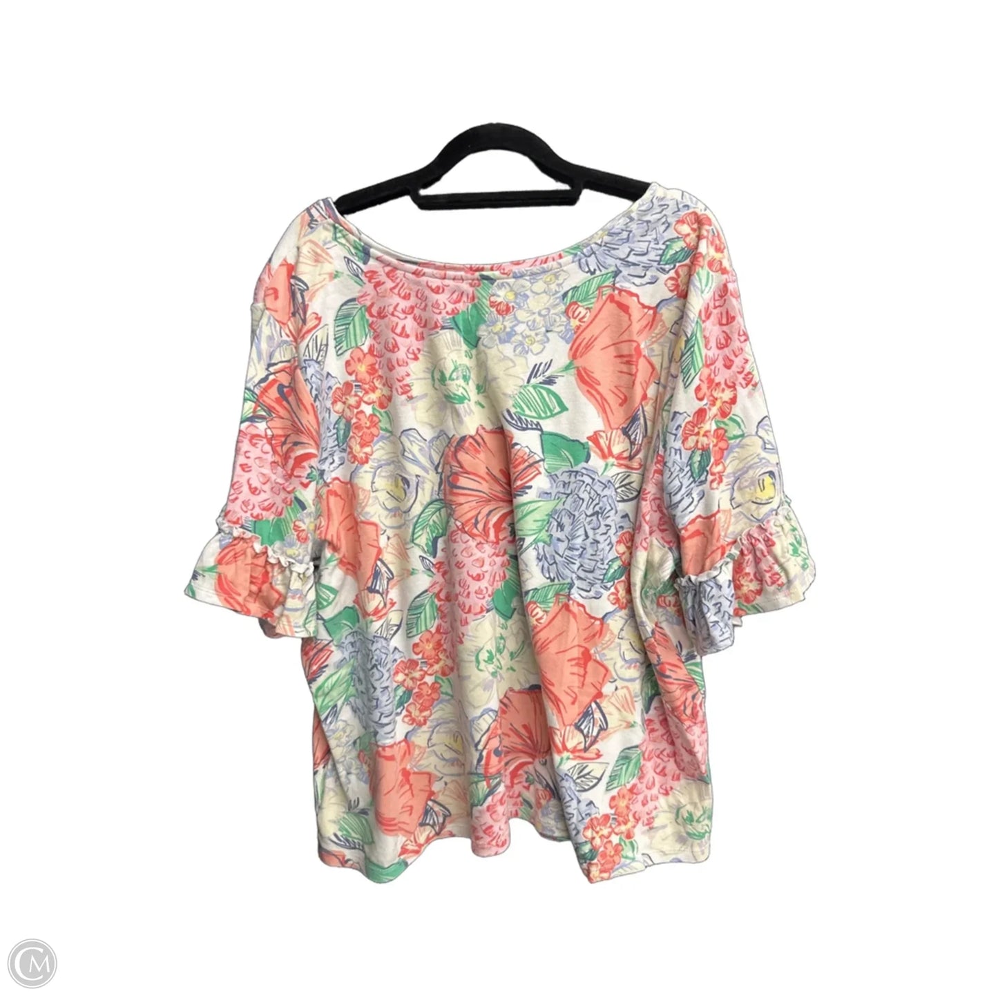Top Short Sleeve By Kim Rogers In Floral Print, Size: Xl