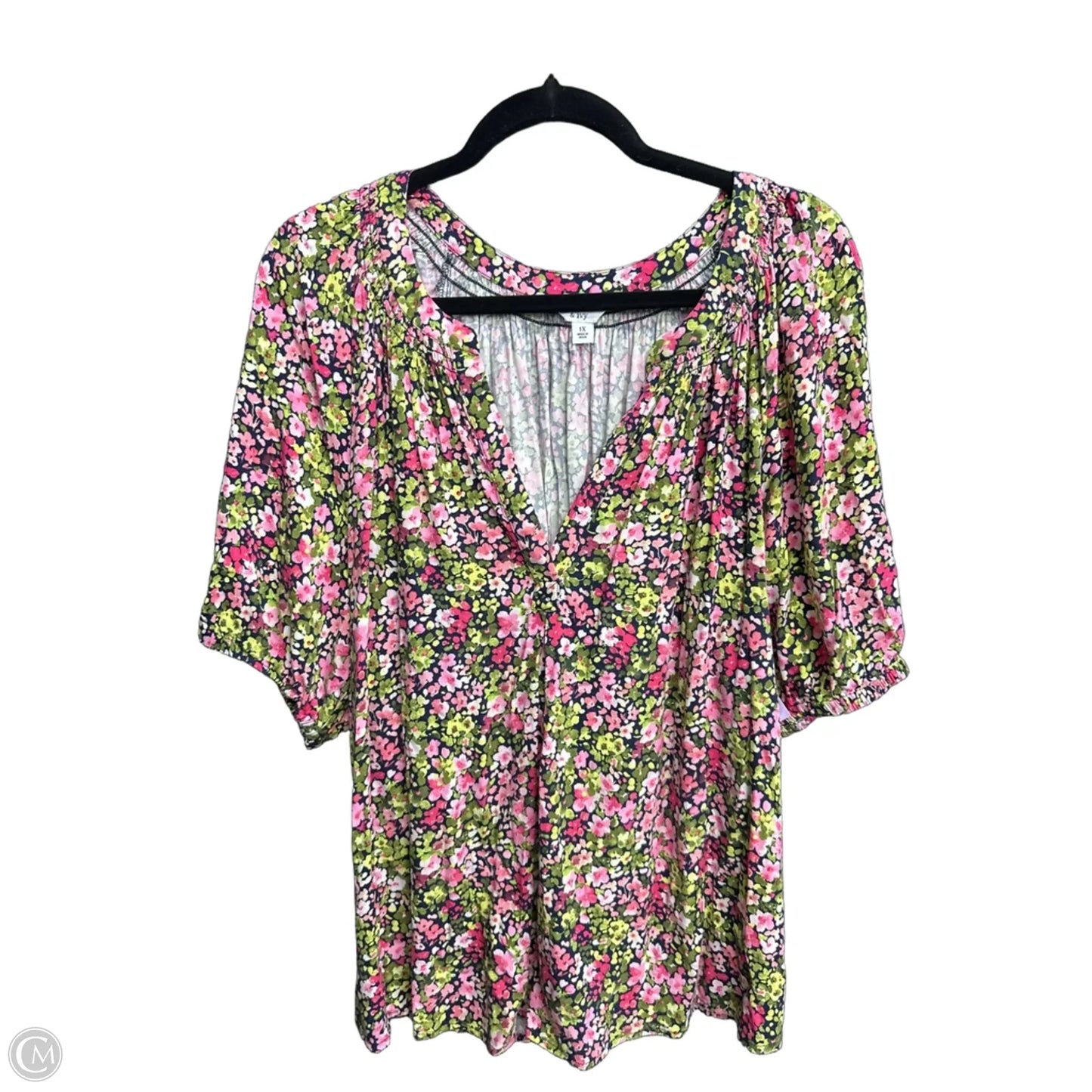 Top Short Sleeve By Crown And Ivy In Floral Print, Size: Xl