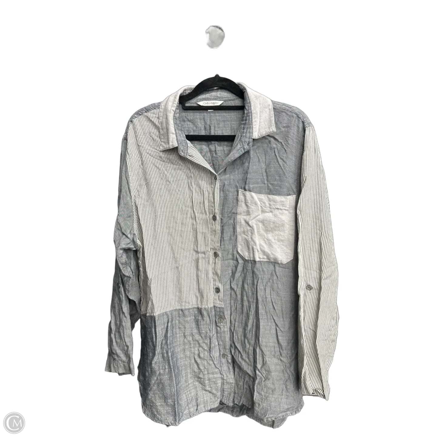Top Long Sleeve By John Mark In Grey, Size: M