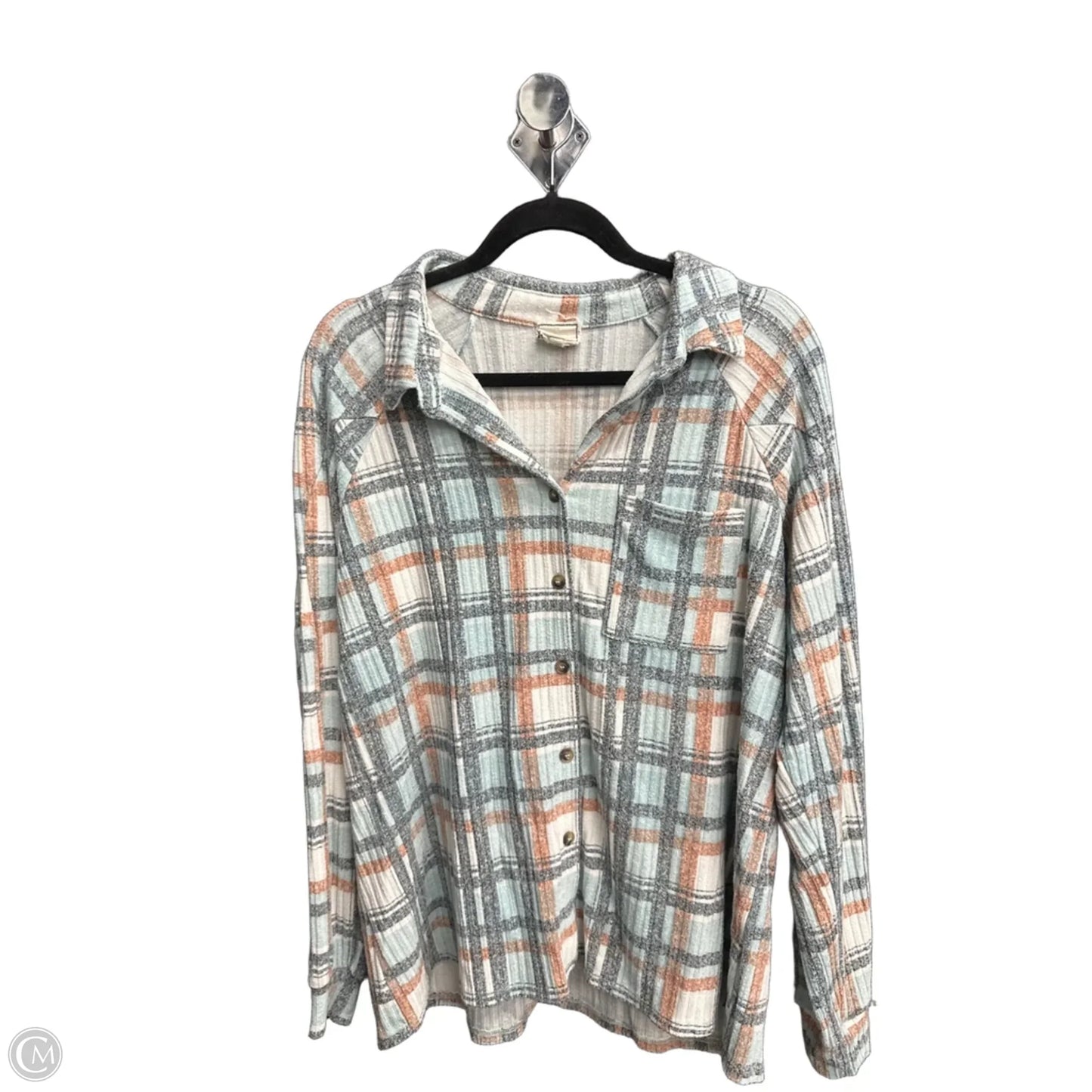 Top Long Sleeve By Clothes Mentor In Checkered Pattern, Size: L