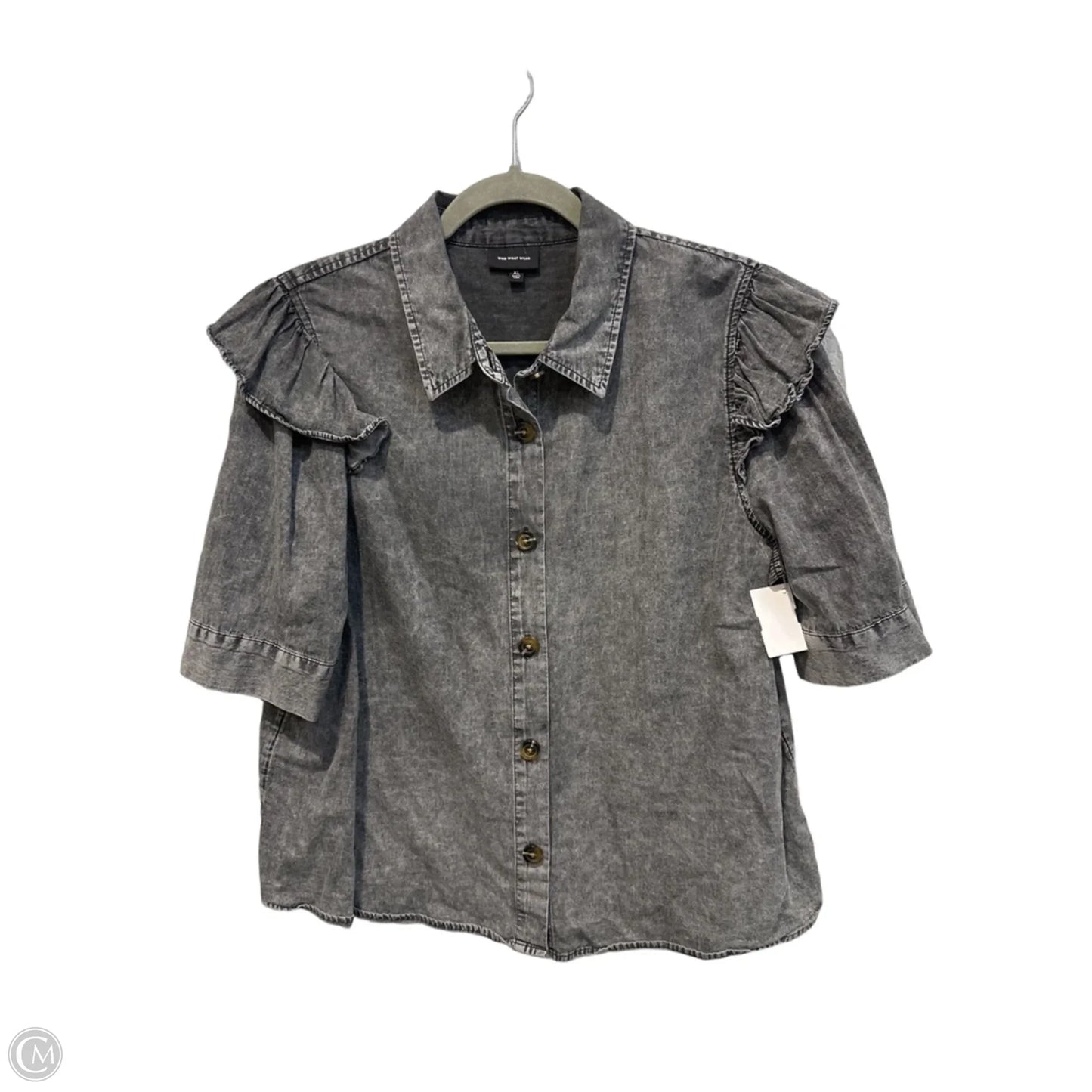 Top Short Sleeve By Who What Wear In Black Denim, Size: Xl