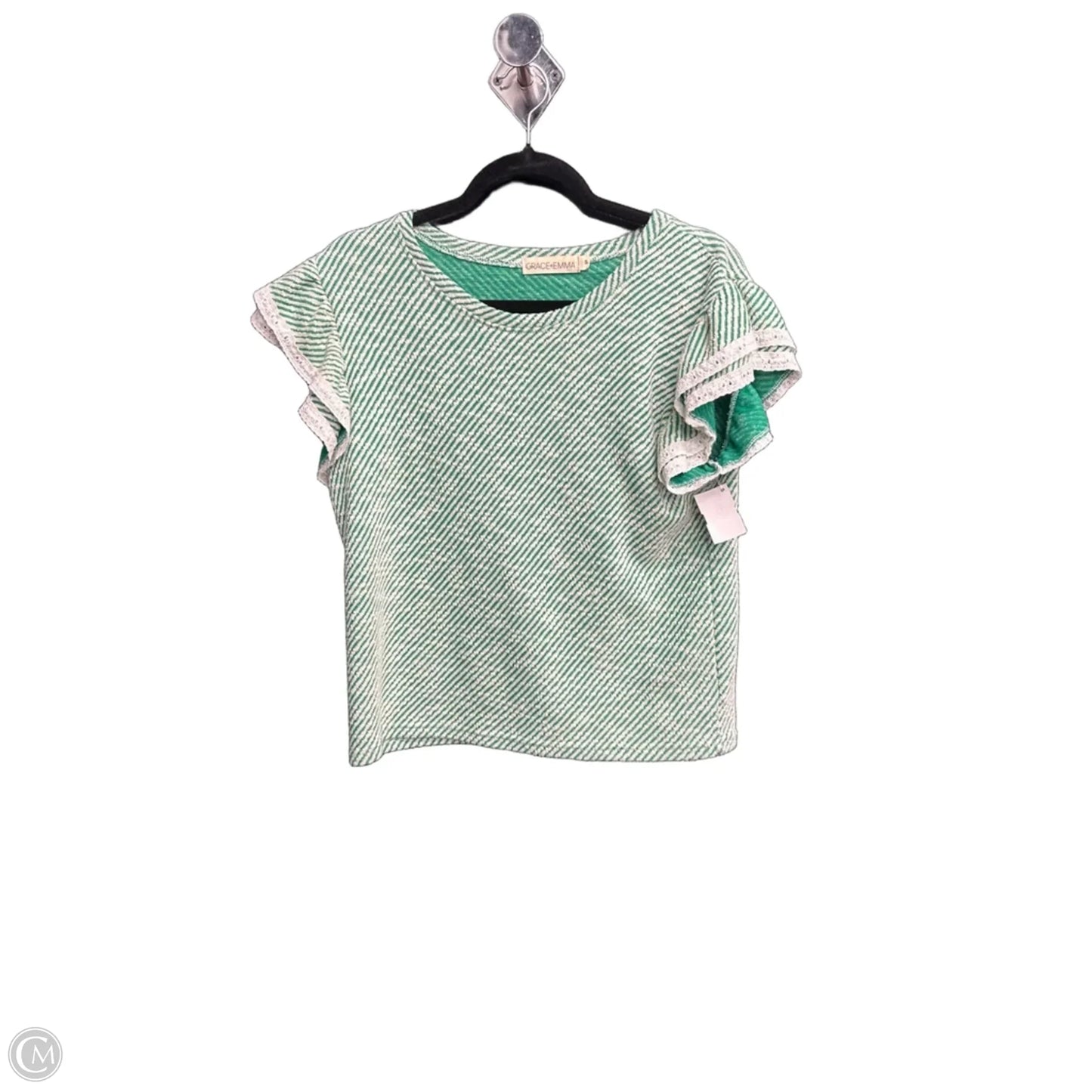Top Short Sleeve By Clothes Mentor In Green & White, Size: S