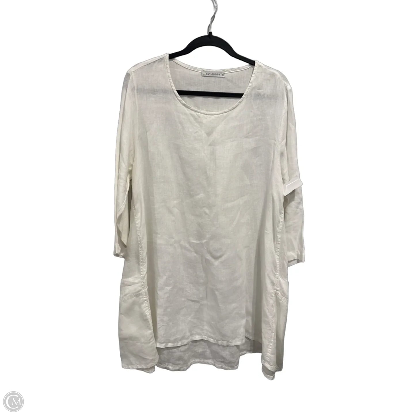 Tunic 3/4 Sleeve By Cut Loose In White, Size: Xl
