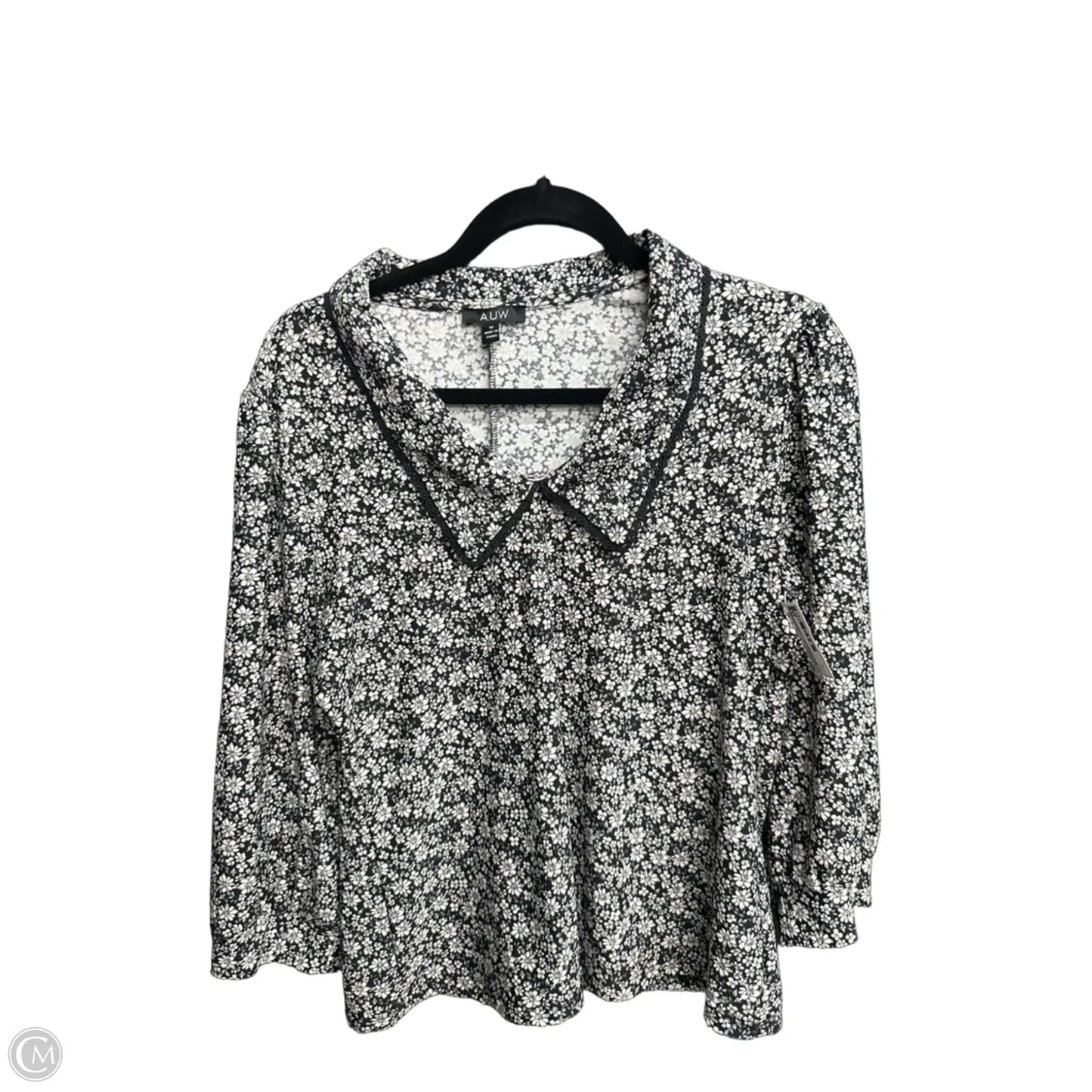 Top 3/4 Sleeve By Auw In Floral Print, Size: M