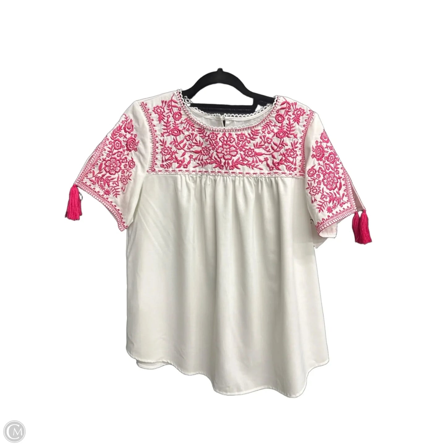 Top Short Sleeve By Clothes Mentor In White, Size: M